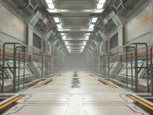 sci-fi modular corridor version 2 - low poly 3D Model