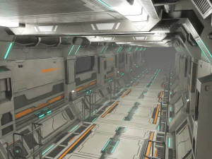 sci-fi modular corridor version 2 - low poly 3D Model