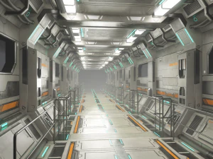 sci-fi modular corridor version 2 - low poly 3D Model