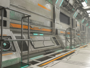 sci-fi modular corridor version 2 - low poly Modelo 3D