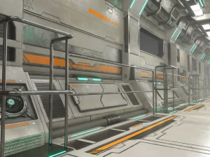 sci-fi modular corridor version 2 - low poly 3D Model