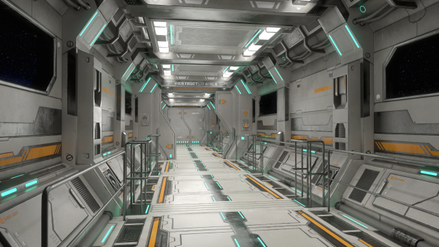 sci-fi modular corridor with door version 2 - low poly 3D Model .c4d .max .obj .3ds .fbx .stl .blend 