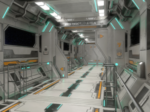 sci-fi modular corridor with door version 2 - low poly 3D Model