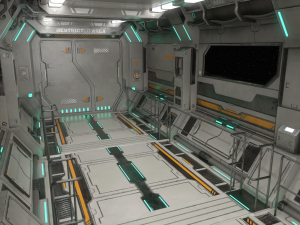 sci-fi modular corridor with door version 2 - low poly 3D Model