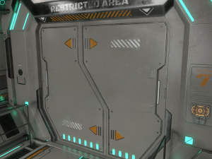 sci-fi modular corridor with door version 2 - low poly 3D Model