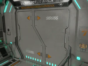 sci-fi modular corridor with door version 2 - low poly 3D Model