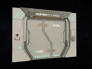 sci-fi modular corridor with door version 2 - low poly 3D Model