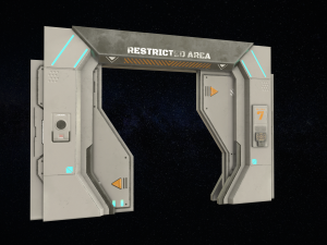 sci-fi modular corridor with door version 2 - low poly 3D Model