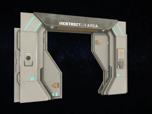 sci-fi modular corridor with door version 2 - low poly 3D Model