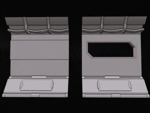 sci-fi modular corridor with door version 2 - low poly 3D Model