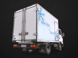 light truck refrigerated - low poly Modèle 3D