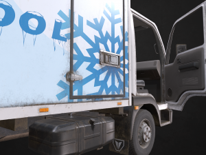 light truck refrigerated - low poly Modèle 3D