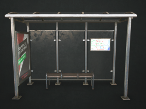 bus stop shelter - low poly 3D Model