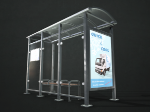 bus stop shelter - low poly 3D Model
