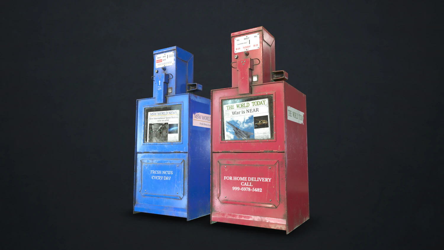 newspaper dispenser - low poly 3D Model .c4d .max .obj .3ds .fbx .stl .blend 
