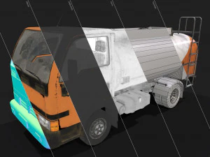 light truck cistern - low poly 3D Model