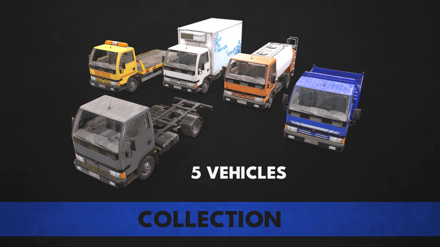 light truck collection - low poly 3D Model .c4d .max .obj .3ds .fbx .stl .blend
