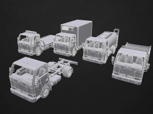 light truck collection - low poly 3D Model