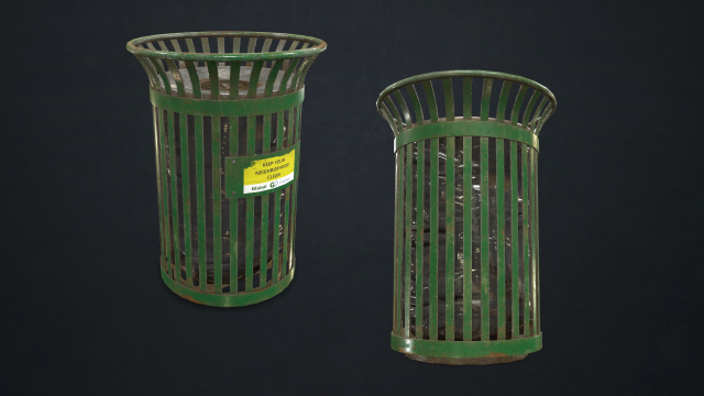 waste bin - low poly Model 3D .c4d .max .obj .3ds .fbx .stl .blend 