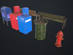 street elements collection 1 - low poly 3D मॉडल