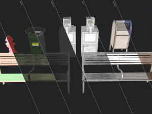 cole&ccedil;&atilde;o de elementos de rua 1 - low poly Modelo 3D