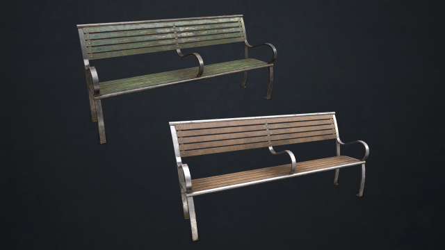 street bench - low poly Model 3D .c4d .max .obj .3ds .fbx .stl .blend 