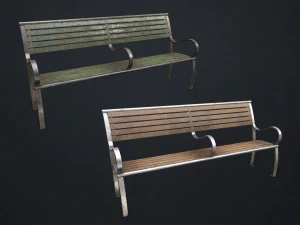 уличная скамейка - низкополигональная 3D Модель