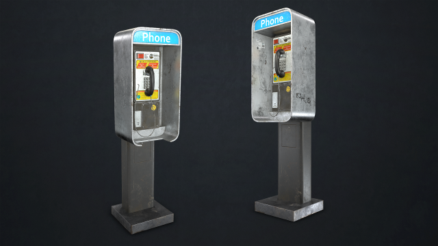 phone booth - low poly 3D 模型 .c4d .max .obj .3ds .fbx .stl .blend 