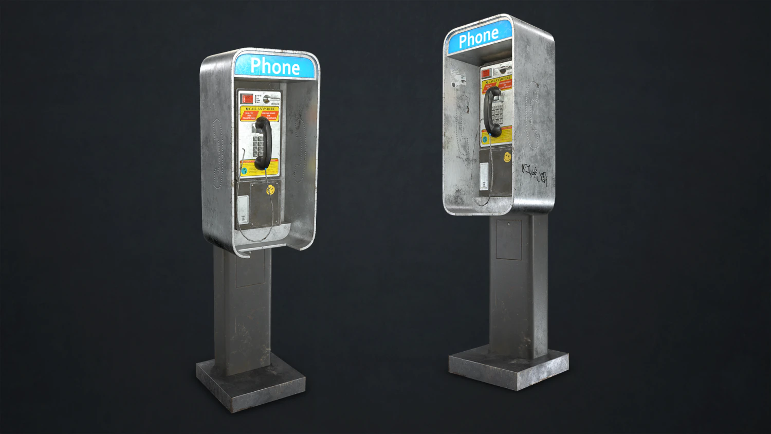 phone booth - low poly 3D Model .c4d .max .obj .3ds .fbx .stl .blend 