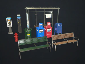 street elements collection 2 - low poly 3D Model