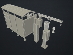 street elements collection 2 - low poly 3D Модель