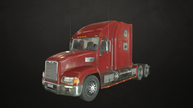 semi truck tractor - red - low poly 3D Model .c4d .max .obj .3ds .fbx .stl .blend 