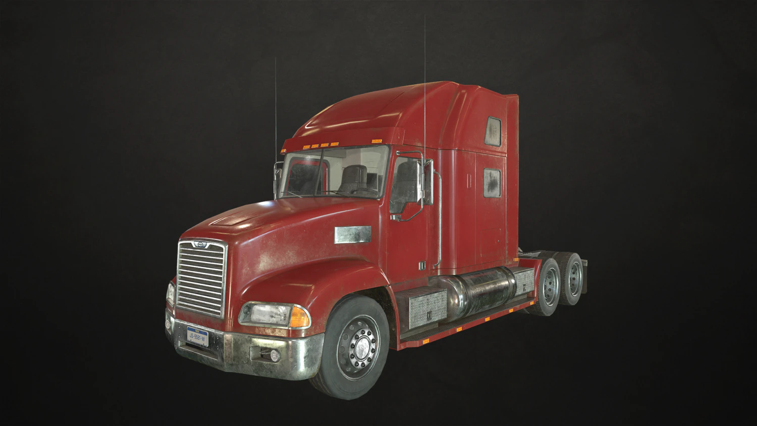 semi truck tractor - red - low poly 3D Model .c4d .max .obj .3ds .fbx .stl .blend 