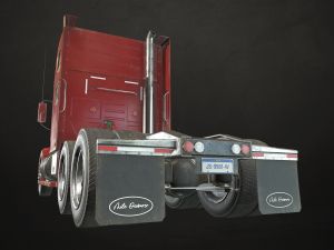 semi truck tractor - red - low poly 3D Model