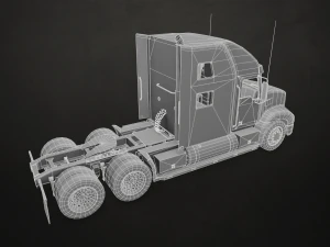semi truck tractor - red - low poly 3D Model