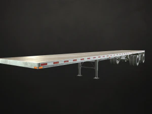 semirreboque plataforma plana - low poly Modelo 3D