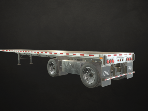 semi trailer flatbed - low poly Model 3D