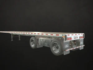 semirreboque plataforma plana - low poly Modelo 3D