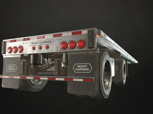 semirreboque plataforma plana - low poly Modelo 3D