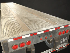 semirreboque plataforma plana - low poly Modelo 3D