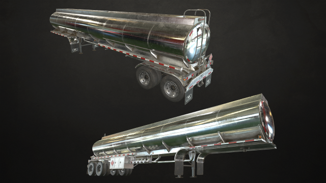 fuel tank trailer - low poly 3D Модель .c4d .max .obj .3ds .fbx .stl .blend 