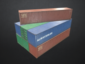 shipping container - low poly Modello 3D