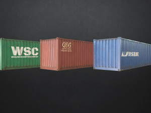 shipping container - low poly Modello 3D
