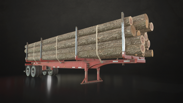 logging trailer - low poly 3D Model .c4d .max .obj .3ds .fbx .stl .blend 