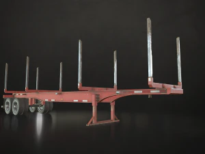 logging trailer - low poly 3D Model