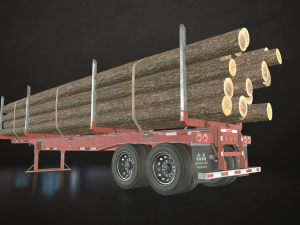 logging trailer - low poly 3D Model