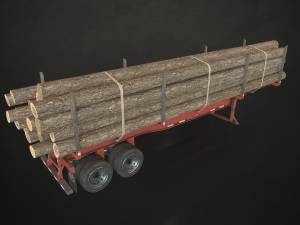 logging trailer - low poly 3D Model
