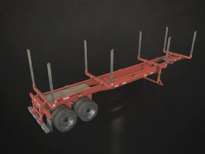 logging trailer - low poly 3D Model