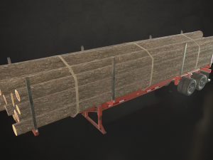 logging trailer - low poly 3D Model