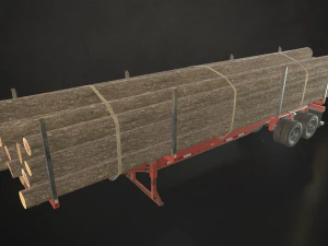 logging trailer - low poly 3D Model